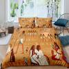 Ancient Egypt Duvet Cover Set Egyptian Symbol Bedding Set Vintage Pharaoh Pyramid Boho Tribal Polyester Quilt Cover 2/3pcs Queen