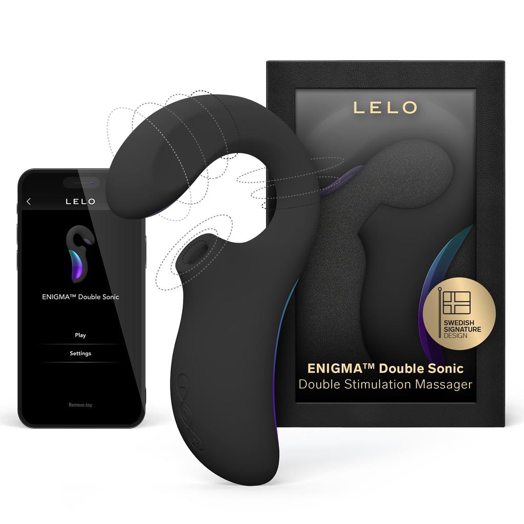 LELO ENIGMA Double Sonic Triple Stimulation Massager for Women App 8 Pleasure Settings and 2 Extra Rabbit Sex Vaginal Black (Bluetooth Compatible),