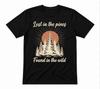 Lost In The Pines Found In The Wild Boho Sunset Forest Black T-shirt