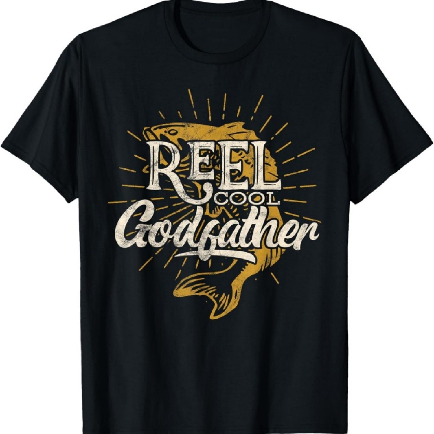 

Reel Cool Godfather Fishing Graphic Saying Fish Lover Fun T-Shirt XXXXXL чёрный