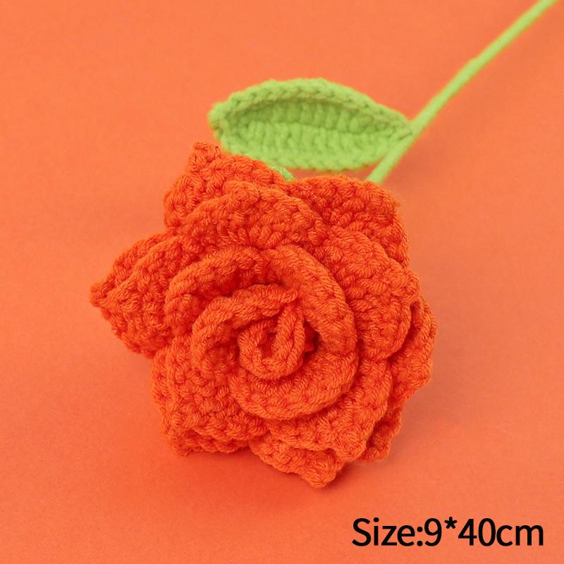 Knitted Flowers Hand-Woven Artificial Flowers Crochet Woven Tulips Finished Handmade Knitting Flower Home Garden Decorative