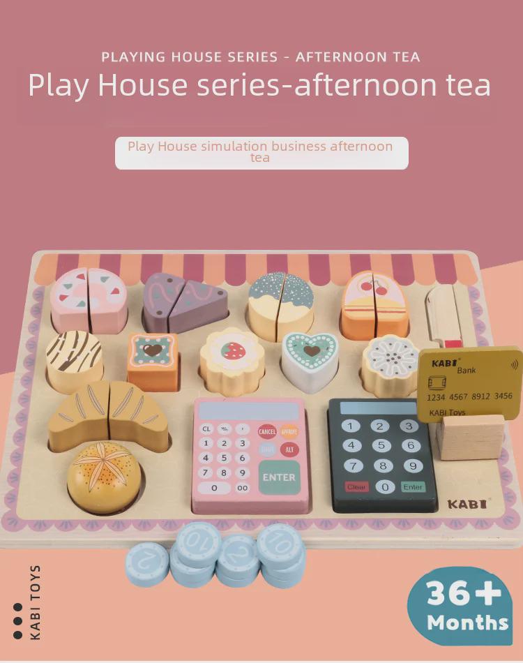Wooden Pretend Play Kitchen Tea Set for Kids - Early Education Toy
