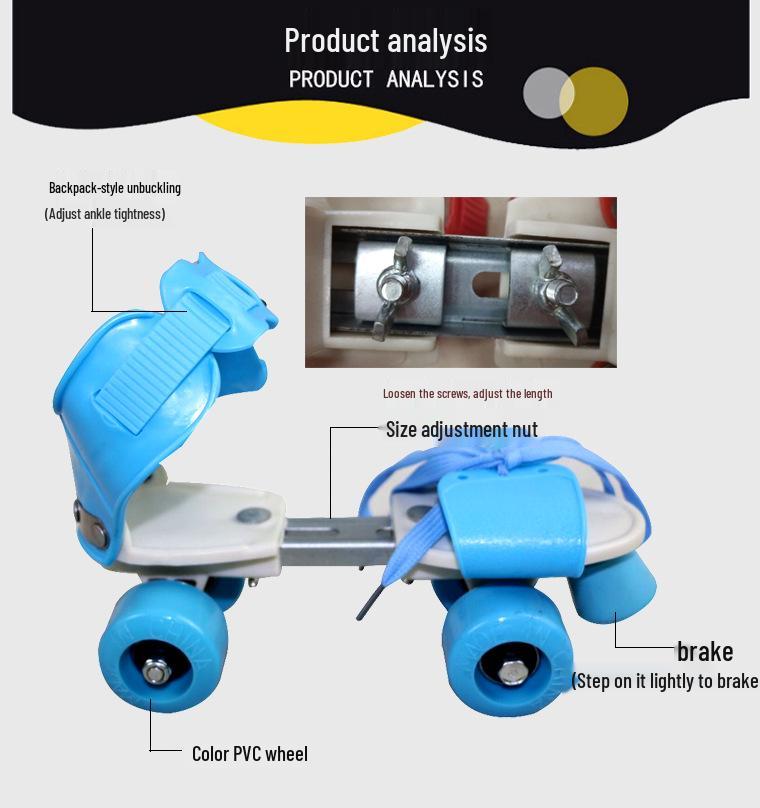 Children's Double-Row Four-Wheel Roller Skates with Protective Gear