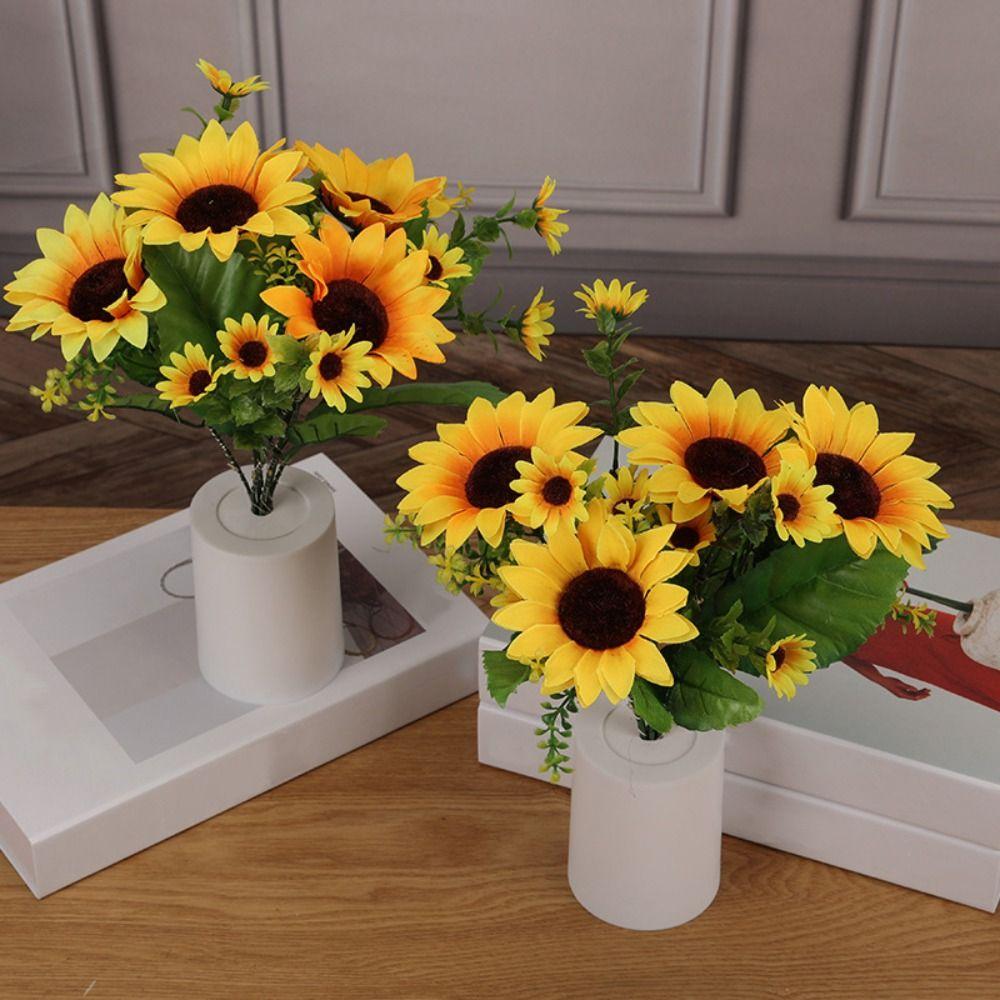 LED Night Light Bedside Desk Light On Battery 3 LED Reading Light Safe Simulated Rechargeable Simulation Flower Light