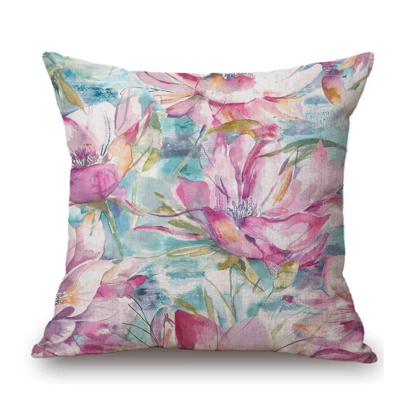 Spring Flower Oil Painting Poppy Sleeping Lily Hydrangeas Peony Home Decoration Art Sofa Throw Pillow Case Linen Cushion Cover