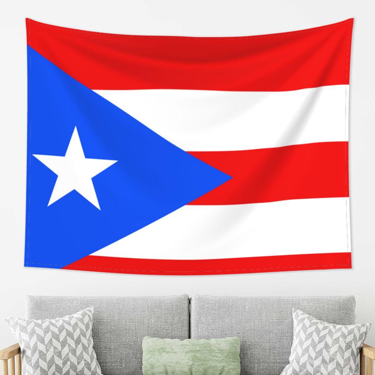 

Puerto Rico Flag Tapestry Decor Art Aesthetic Tapestries for Living Room Bedroom Home Wall Cloth Wall Hanging 74x94cm(29x37in)