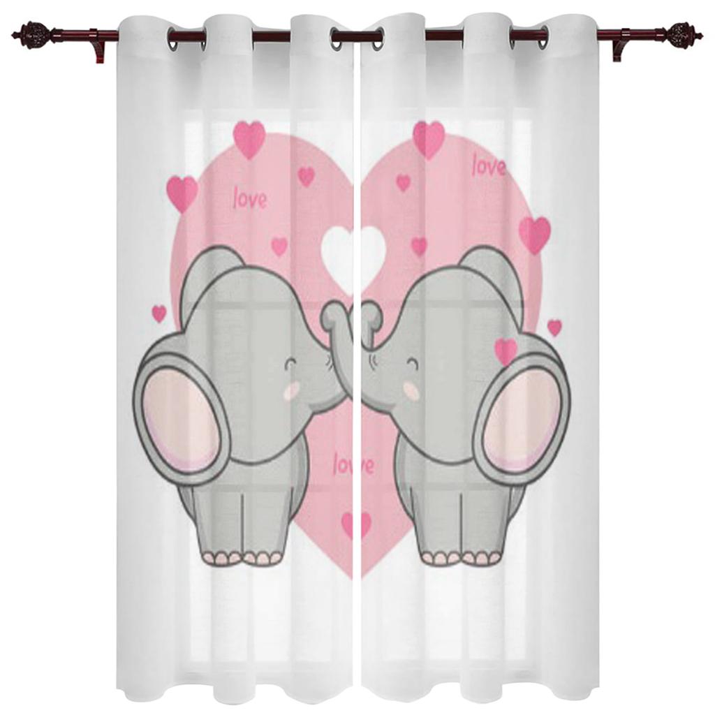 Baby Elephant Cute Butterfly Window Curtain for Living Room Bedroom Home Decor Kitchen for Window Drapes