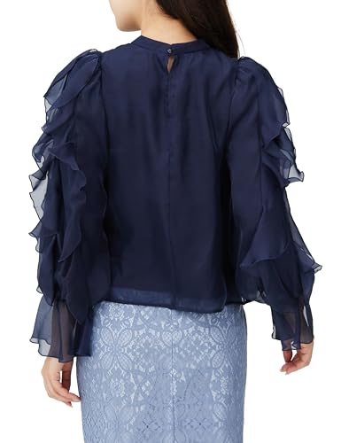 Jill by Jill Stuart Women's Ruffle Sleeve Blouse, Navy, 125-3210006
