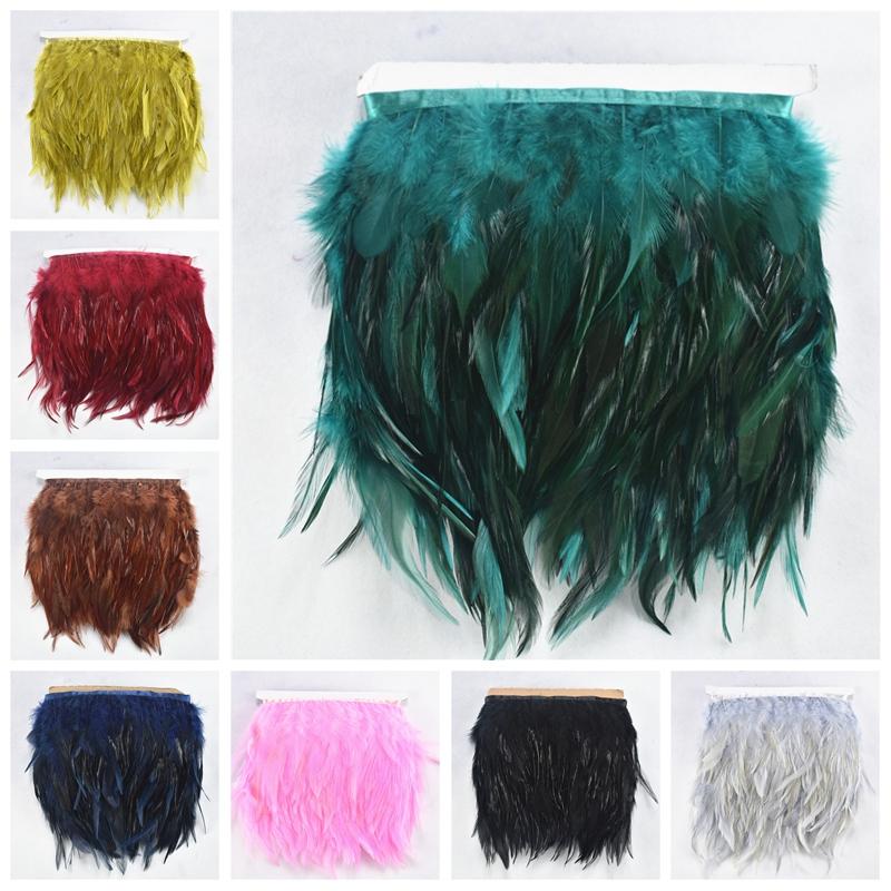 1Meters/Lot Saddle Pheasant Feathers Trim Fringe 4-6" Burgundy Rooster Feathers Ribbon Sewing Feathers For Jewelry Making Plumas