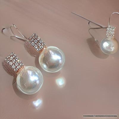Women's Pearl Silver Wedding Bridal Earrings