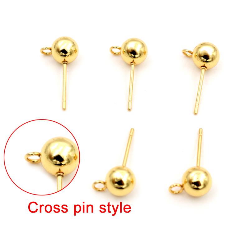 30pcs 3/4/5/6mm 316 Stainless Steel Gold Pin Findings Stud Earring Basic Pins Stoppers Connector For DIY Jewelry Making Supplies