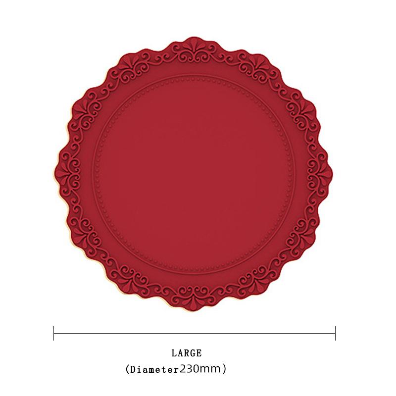 European Lace Silicone Table Mat Retro Embossed Heat Insulation Thickened Round Anti-Skidding Pad Kitchen Waterproof Placemat