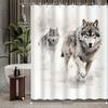 1pc Winter Snow Forest Wolf Bathroom Shower Curtain with 12 Hooks, Bathroom Decor, Bathroom Accessories