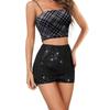 Solid Color Sequin Straight Leg Shorts Pure Color Sequins Plus Size Straight Shorts Female