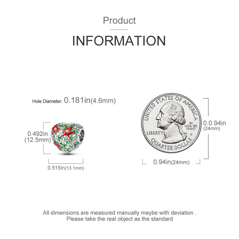 Original Charms Copper Red And Green Flower Heart Beads Fit Charms Plata Bracelets For Women Jewelry Making Fine Gifts