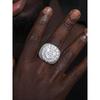 Hiisees Fashion Men's Hip Hop Flowers Rhinestone Ring Trendy Retro Real Gold Plating Bigt Ring Shining Ornament