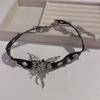 Adjustable PU Leather Collar Necklace Fashion Butterfly Neck Chain Punk Necklace Choker Rock Jewelry for Women Girls