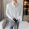 New Summer High End Handsome Fashion Cool Style Flip Collar Buckle Casual Loose Oversize Ice Silk Solid Color Shirt for Men
