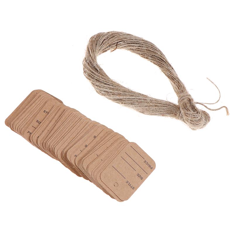 100Pcs Merchandise Display Price Tags Wedding Label Price Tags With String 20M