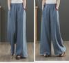 Retro Wide-Leg Cotton Linen High-Waisted Pants - Plus Size Women's Casual Wear