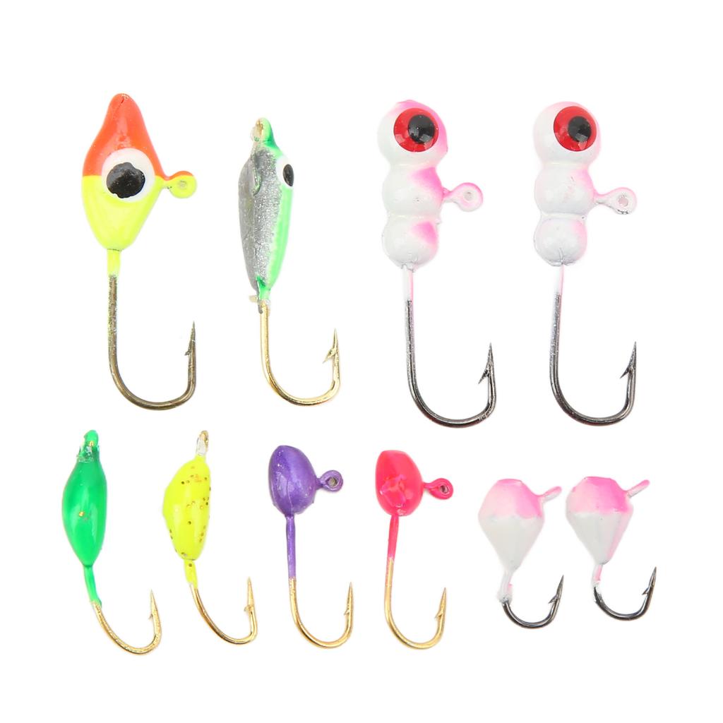 Ice Fishing Jigs Set with Color Metal Head High Carbon Steel Ice Fishing Equipment for Outdoor