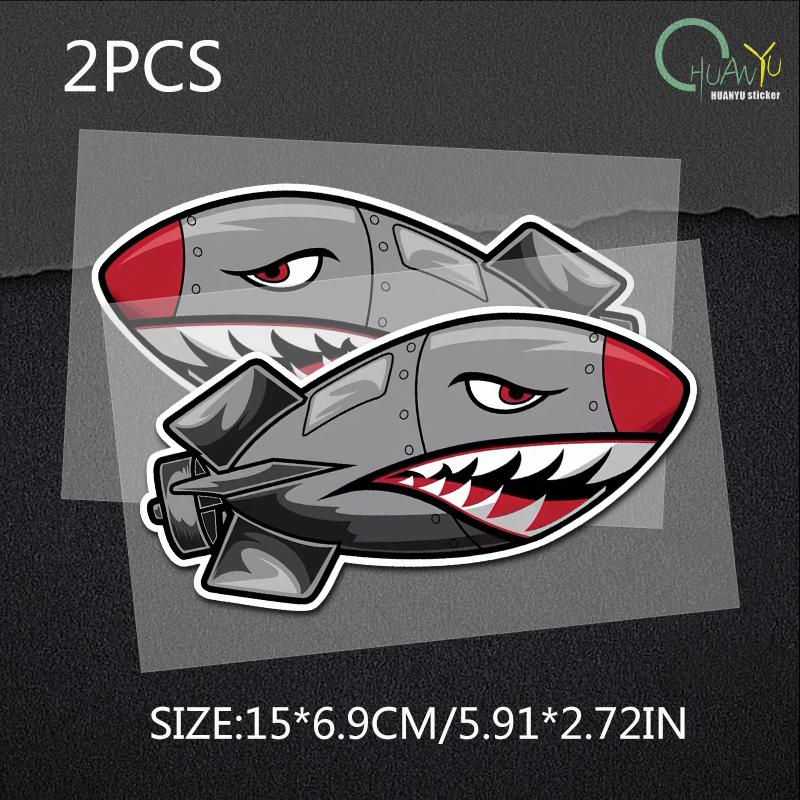 Interesting Bomb Flying Tiger Shark Mouth Car Stickers Windshield Bumper VAN Sunscreen Custom Printing Vinyl Decals Decorative 15x6.9cm