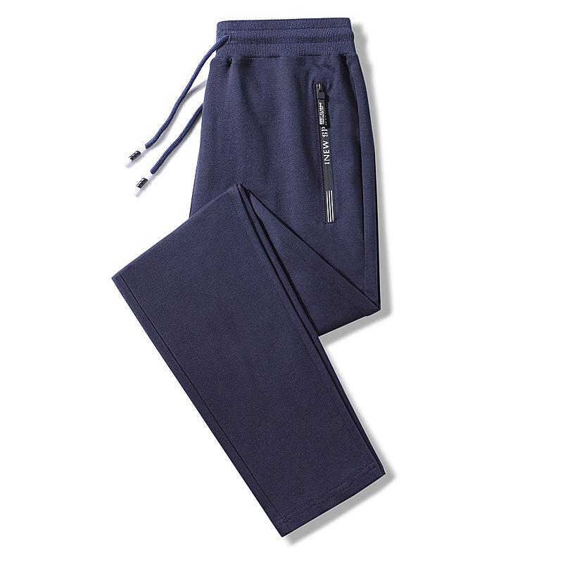 Men's Pure Cotton Lightweight Straight-Leg Sweatpants - Solid Color, Loose Fit for Summer and Spring.