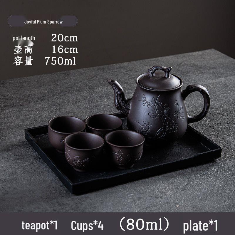 Large Capacity Handmade Yixing Zisha Teapot with Ceramic Teacup Set