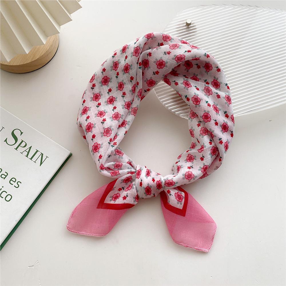 58 Cotton Linen Silk Scarf - Versatile Korean Fashion Neck and Head Bandana for Women