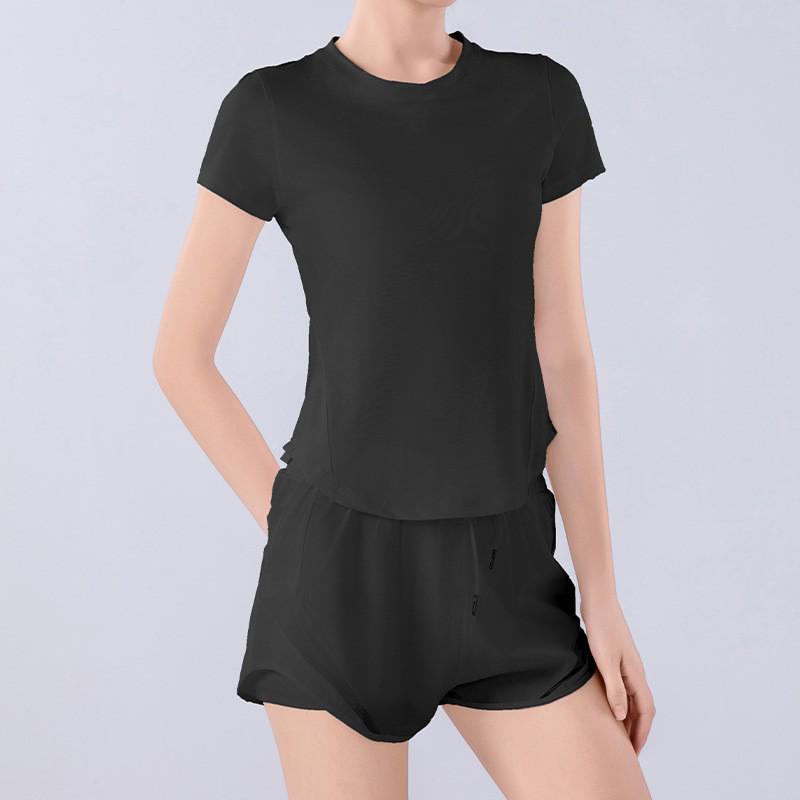 Women's Summer Quick-Dry Mesh Sports Set: Breathable, Loose Fit Short Sleeve Top for Running, Training & Yoga