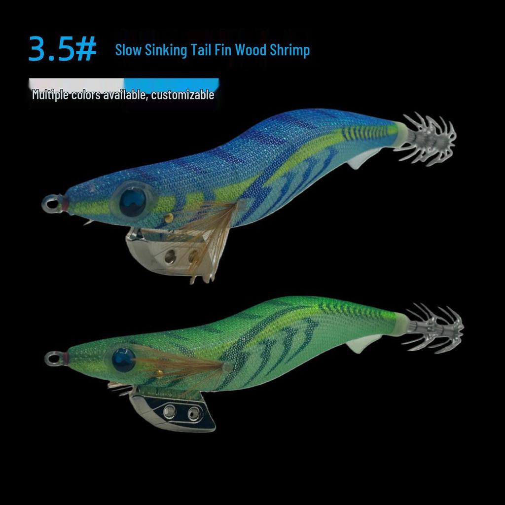 3.5# Leuchtender Regenbogen-Garnelen-Köder, langsam sinkend, mit Rasselkugel & UV-Köder für die Meeresfischerei