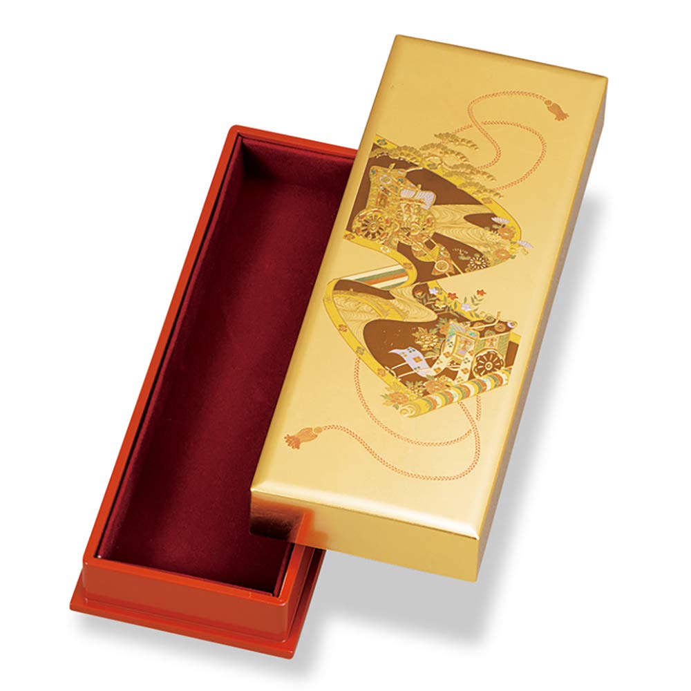 Mitani Yamanaka Lacquerware Storage Yamanaka Foil Manyo Pen Millennium Picture Box, Gold, 21cm, Lacquer, Crafts, (Man'yoshu) Box, Scroll, M17263-8