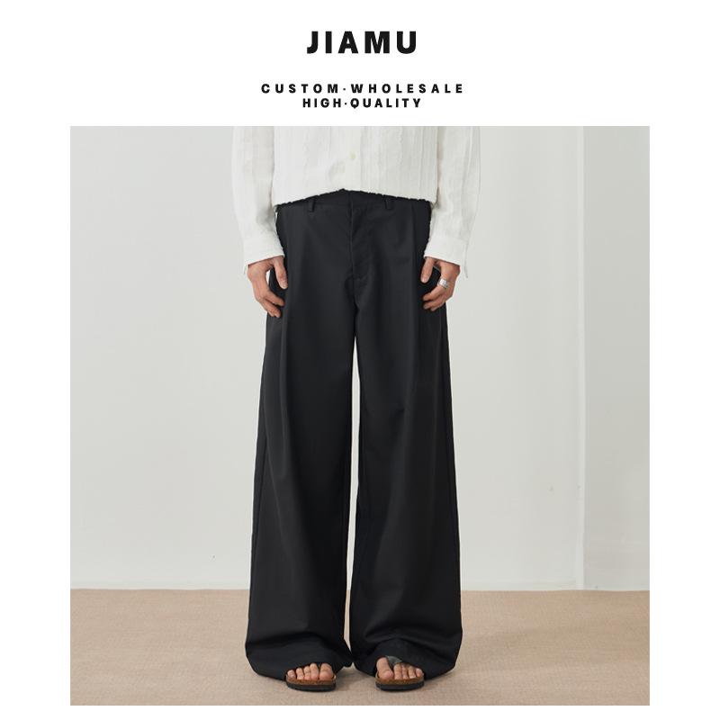 

Jiamu Unisex High Street Loose Wide-Leg Pleated Casual Pants XL чёрный