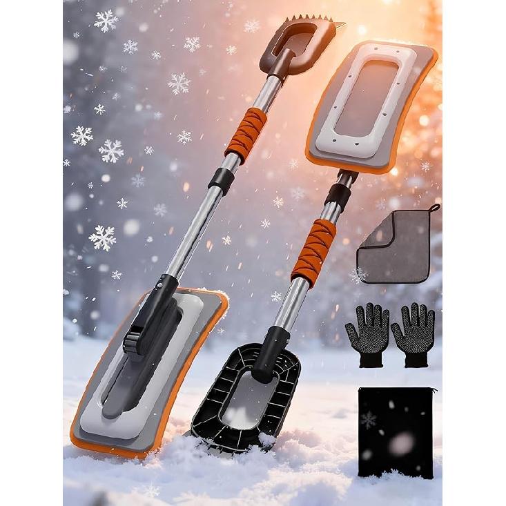Car Windshield Ice Scraper With Snow Brush, Snow Removal Squeegee For Automotive, Exterior Dust Remover Brushes And Brooms, Essential Winter Car