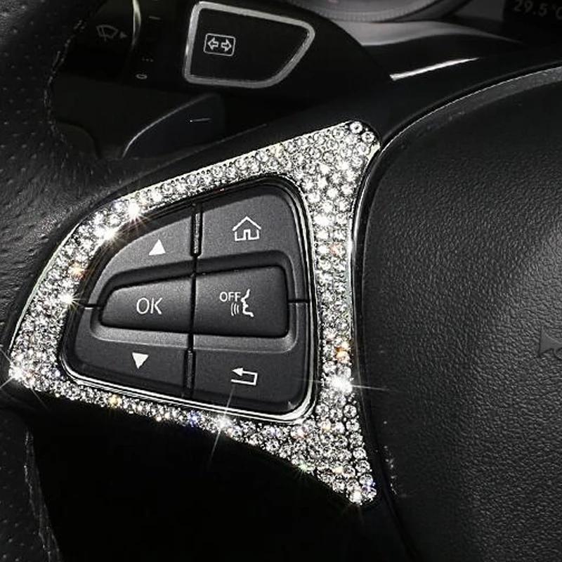 Autocolant pentru capacul butonului volanului mașinii potrivit pentru Mercedes Benz Clasa C GLA GLC Clasa CLA W205 Interior auto