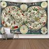 VIKAMA Vintage World Map Tapestry Living Room And Bedroom Decoration Tapestry Interior Wall Decoration Fabric