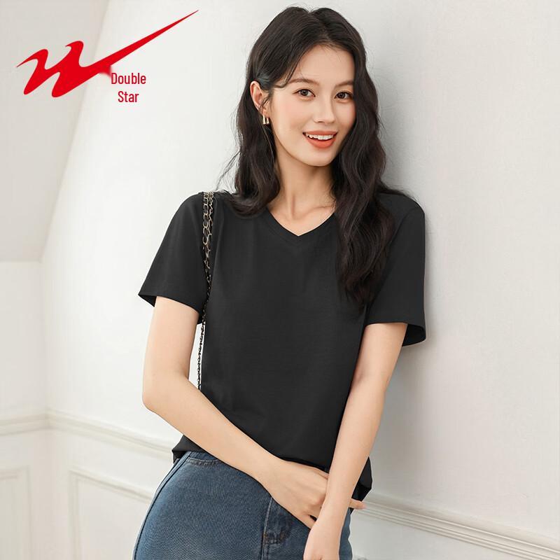 Shuangxing Women s V-Neck Loose Fit Short Sleeve T-Shirt 4XL