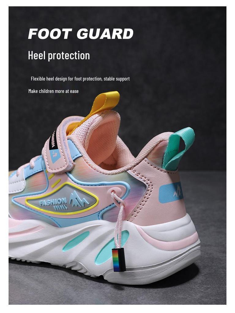 Girls' 2024 Autumn Non-Slip Leather Running Shoes - Soft Sole, Versatile, for Medium and Large Children