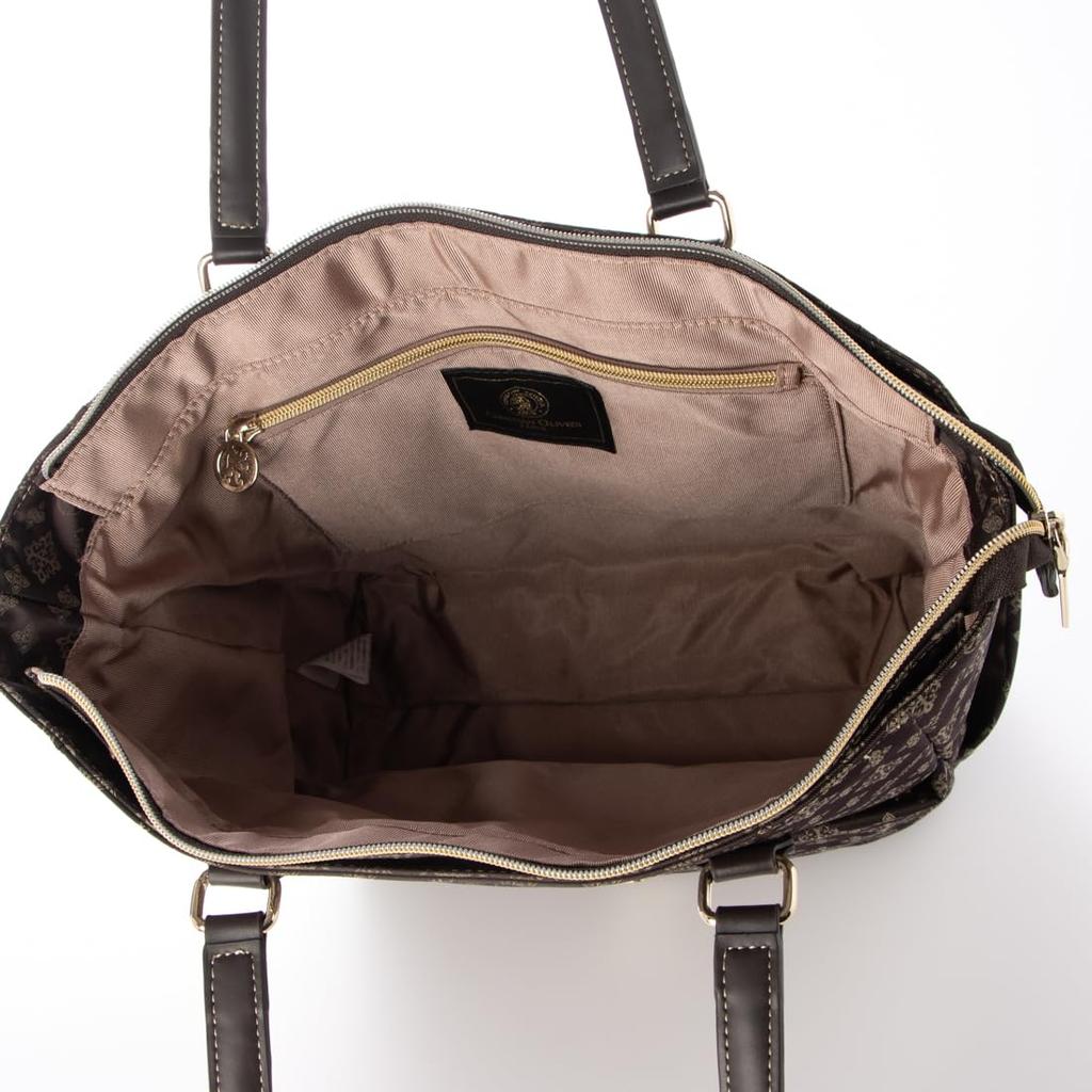 Christian Olivier Multifunctional Tote Bag, Water-Repellent, Jacquard Weave, A4 Size Compatible, 7939 (Chocolate)