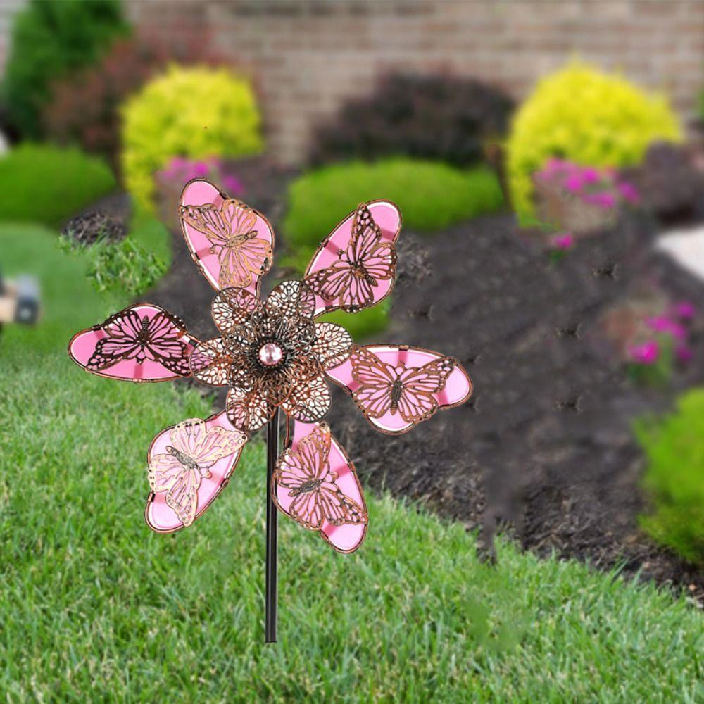 Obrotowy Wtyk Ogrodowy Efekt Luminescencyjny Wiatraczek Kwiatowy Wiatrak Spinner Rzeźba Trawnik