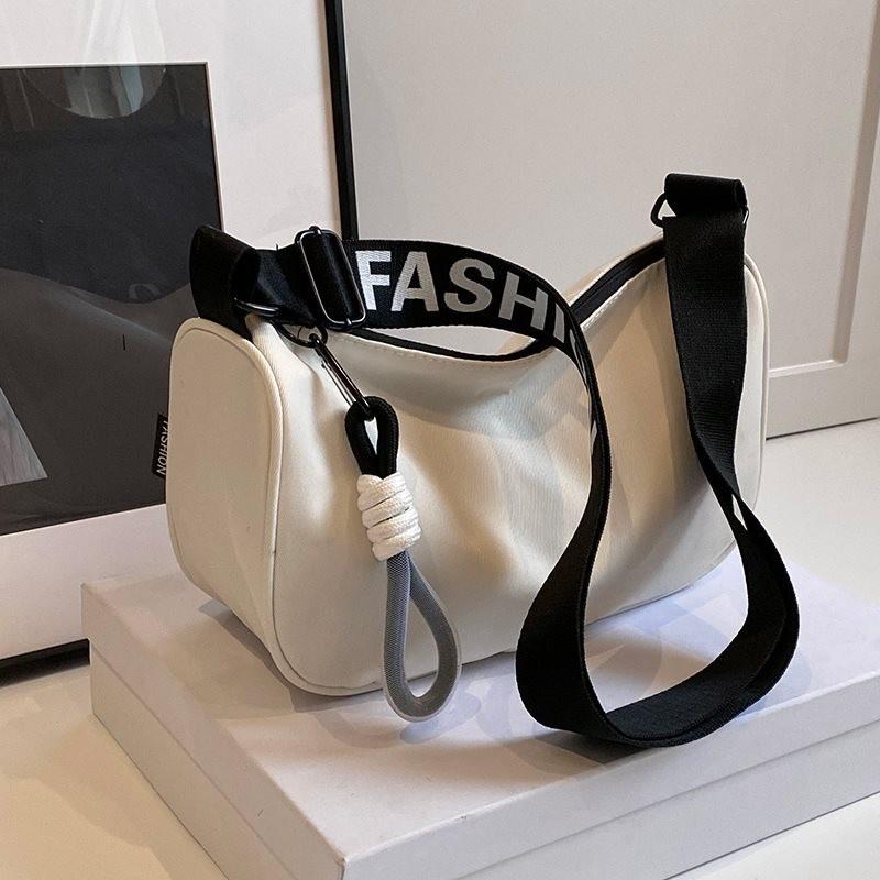 Современная мягкая тканевая сумка через плечо Универсальная повседневная летняя холщовая сумка через плечо White Black