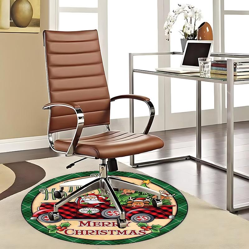 

1pc Christmas Santa Claus Plaid Truck Chair Mat - Anime Cartoon Design, Non-Slip Carpet for Office Chair, Home Decor, Living Room, Bedroom, Game Room, 80cm by 80cm