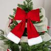 Christmas Red Velvet Large Bow Decoration, Creative Three-dimensional Flocking Bow Christmas Tree Pendant
