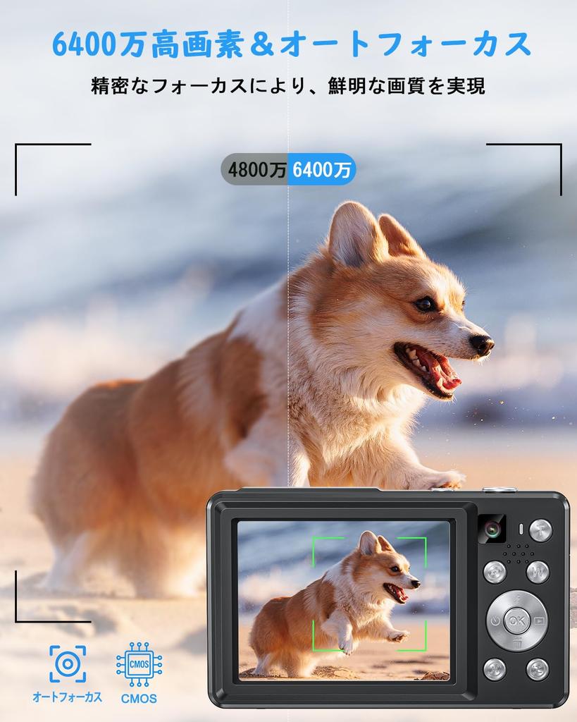 4K Digital Selfie AF Compact 16x Large YouTuber 32GB Card Black Camera, Camera, Autofocus, Camera, Zoom, Flash, Rechargeable, Capacity, Camera,