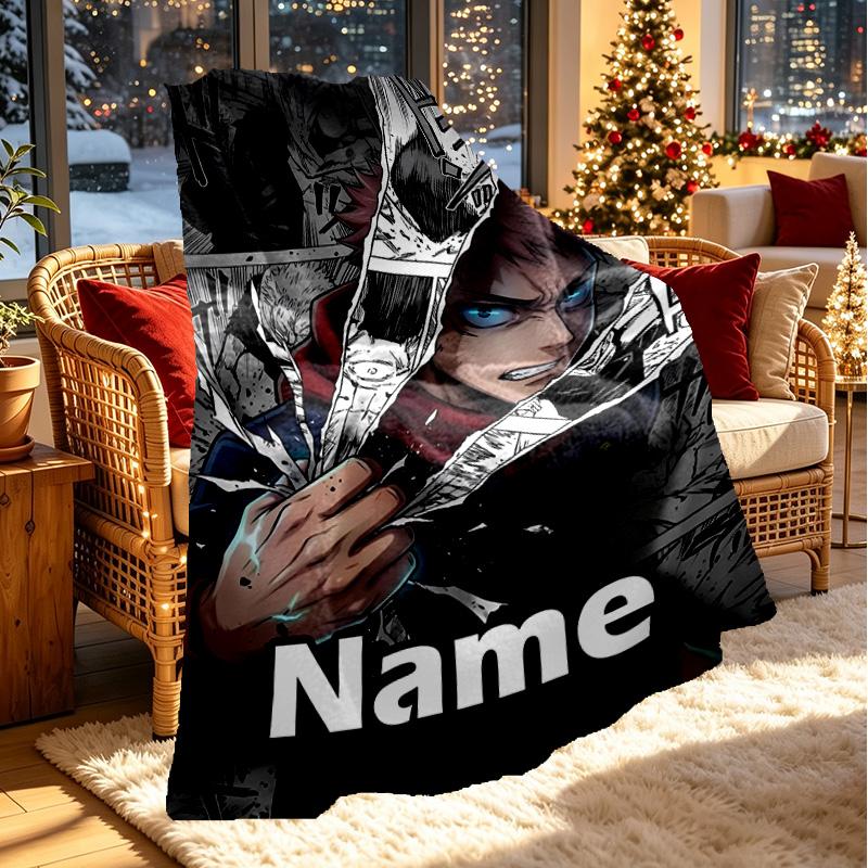 Custom Name Personalized Jujutsu Kaisen Print Blanket, Home Decor, Bedroom, Sofa, Camping, Couch, Gifts for Birthday ChristmasEnthusiasts