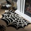Decorative Halloween Rug Spider Web Bath Mat, Gothic Bathroom Rug, Non-slip Indoor Outdoor Porch Black Bat for Home Entrance Bedroom Decor Non