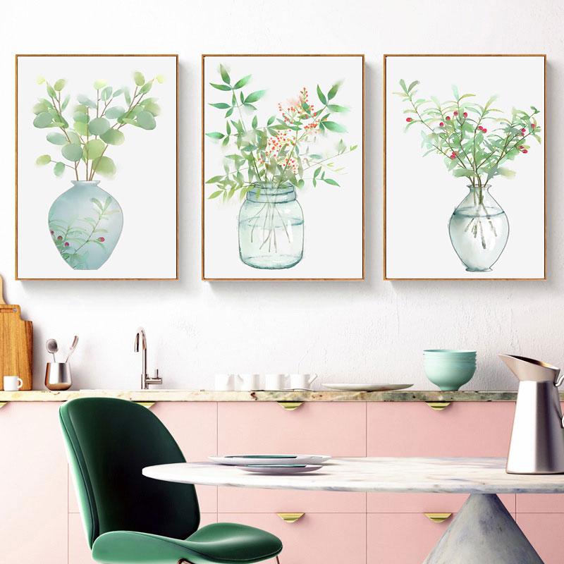 Watercolor Plant Flowers Canvas Paintings Sunflower Botanical Prints Leaves Poster Decorative Picture for Living Room Home Decor