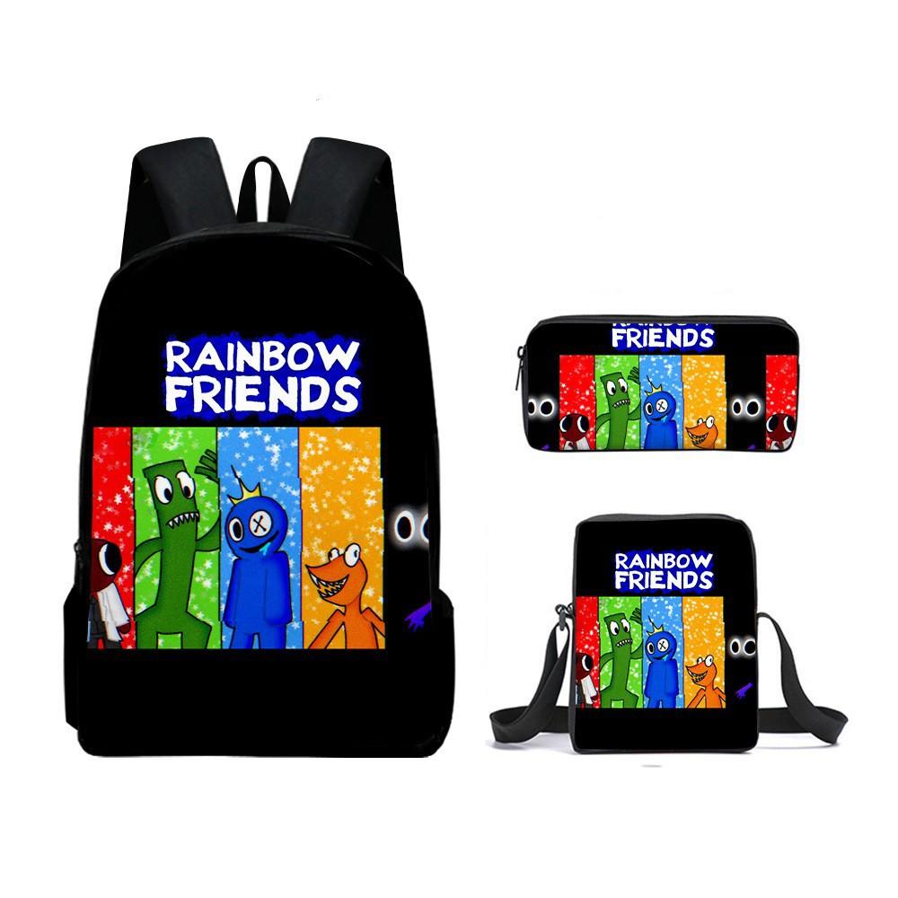 Rainbow Friends Zaino Scolastico Rainbow Friends Zaino Cartone Animato Borsa a Tracolla Astuccio Set da Tre Pezzi