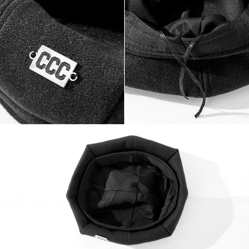 Beret Female Autumn and Winter Big Head Circumference Showing Face Small Iron Standard Painter Hat Black Versatile Retro Hat