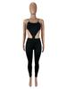 D9600 Women's Fashionable Sexy Spaghetti Strap Hollow Out Bodysuit